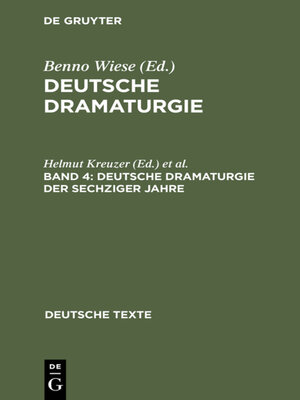 cover image of Deutsche Dramaturgie der Sechziger Jahre